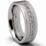 1 Carat Moissanite Mens Wedding Band Frosted Ice Ring 9 Pavé-Set Stones 8MM