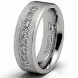 1 Carat Moissanite Mens Wedding Band Frosted Ice Ring 9 Pavé-Set Stones 8MM