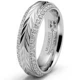 1 Carat Moissanite Wedding Band 6MM Eternity Ring Chevron Herringbone Two-Row Pavé-Set