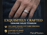 8MM Men's 1Ct. Titanium ring wedding band with 9 large Channel Set Cubic Zirconia CZ sizes 6 to 15