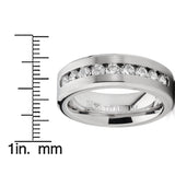 8MM Men's 1Ct. Titanium ring wedding band with 9 large Channel Set Cubic Zirconia CZ sizes 6 to 15