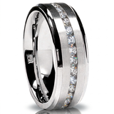 7MM Men's Eternity Titanium Ring Wedding Band with Cubic Zirconia CZ sizes 5 to 13