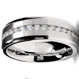 7MM Men's Eternity Titanium Ring Wedding Band with Cubic Zirconia CZ sizes 5 to 13