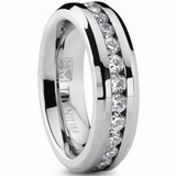 Women's Eternity Titanium Ring 2.4 Carats Cubic Zirconia Wedding CZ 6MM Sizes 4-9