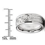 Men's 8MM Titanium Ring Wedding Band With Engraved Floral Design Sizes 7 to 13