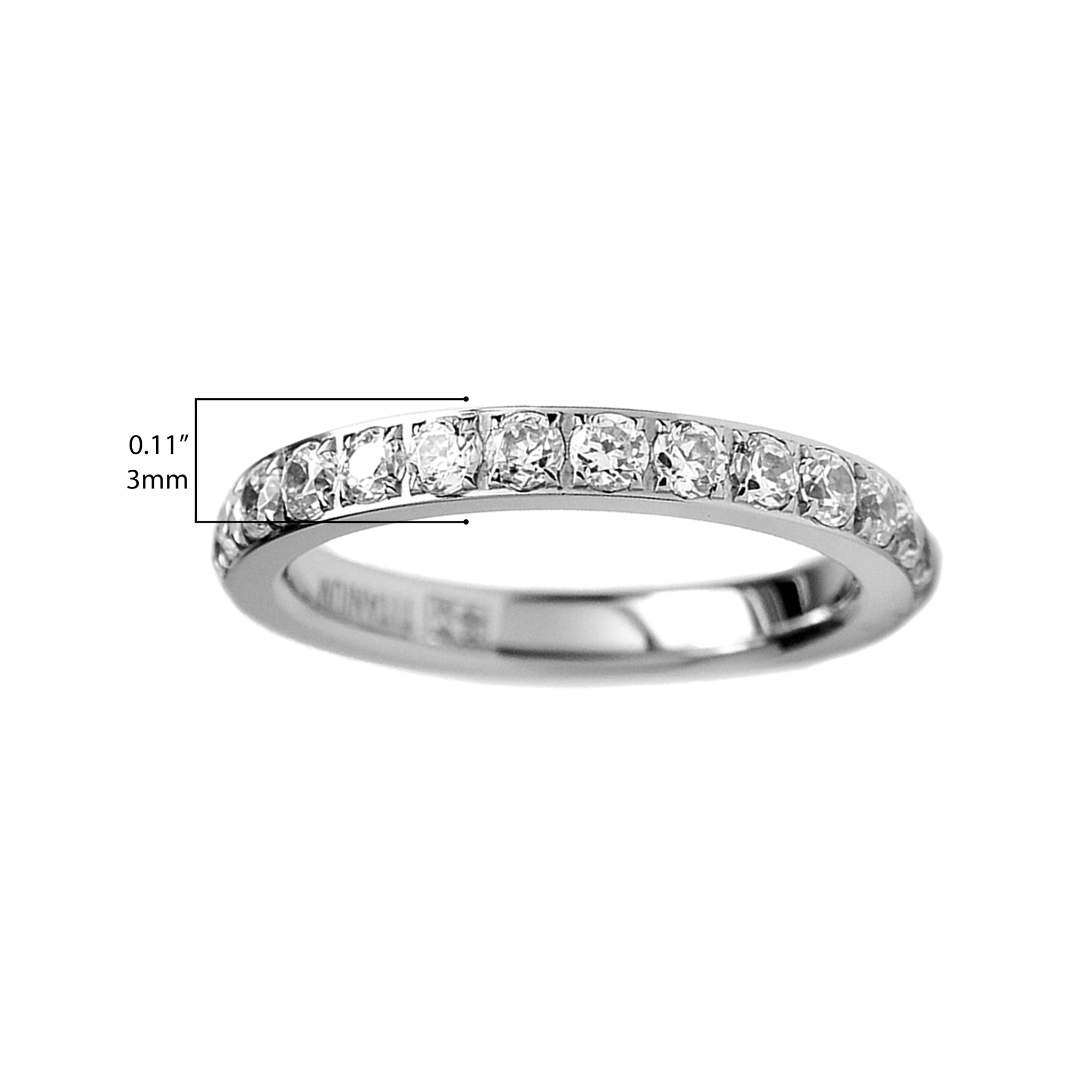 Women's 3MM Ladies Titanium Eternity Engagement Band Wedding Ring Pave Set Cubic Zirconia Sz 4-9