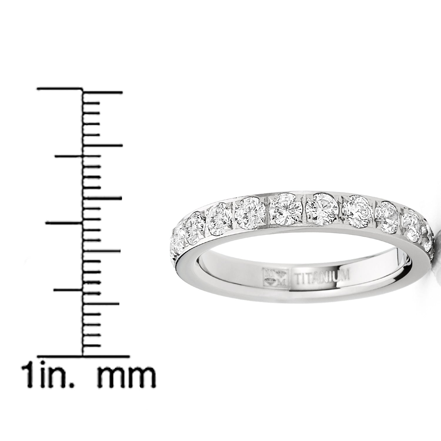 Women's 3MM Ladies Titanium Eternity Engagement Band Wedding Ring Pave Set Cubic Zirconia Sz 4-9