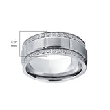 Men's Titanium Wedding Band Ring Double Row Cubic Zirconia CZ Eternity Comfort Fit 9MM