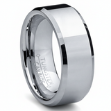 Men's High Polish Beveled Edge Tungsten Carbide Ring sizes 5 to 15