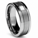 8MM High Polish / Matte Finish Men's Tungsten Ring Wedding Band Sizes 8 to 12