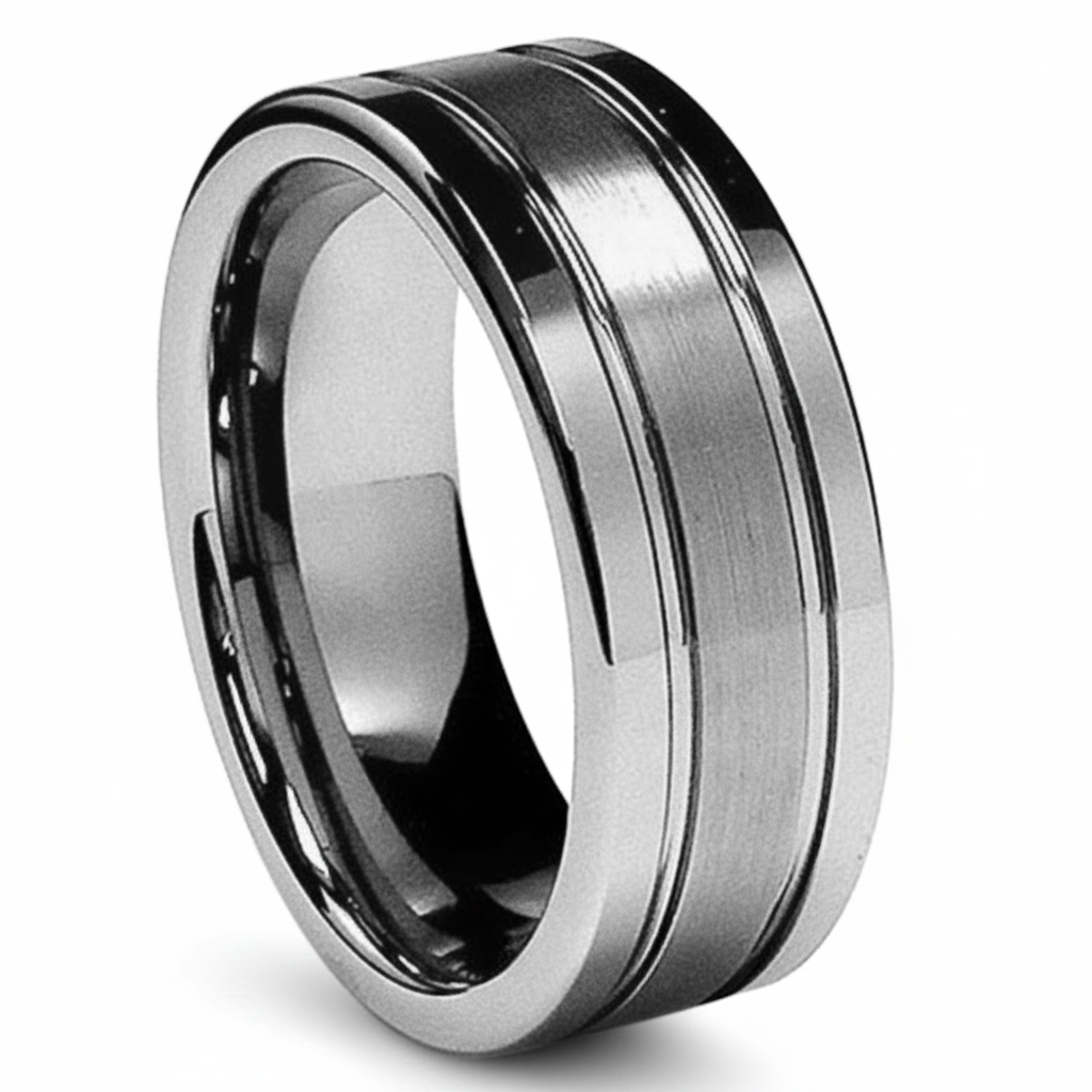8MM High Polish / Matte Finish Men's Tungsten Ring Wedding Band Sizes 8 to 12