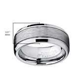 Tungsten Carbide Men's Brushed Center Wedding Band Ring, Comfort Fit ,8 mm Sizes 7 to 15