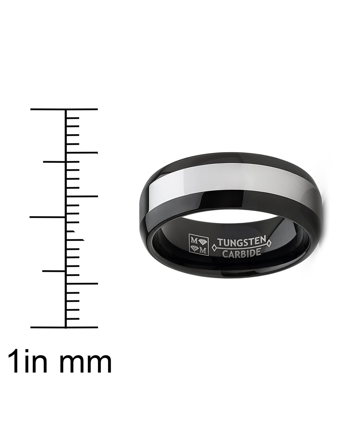 Men's 8MM TwoTone Tungsten Carbide Ring Wedding Band sizes 5-15