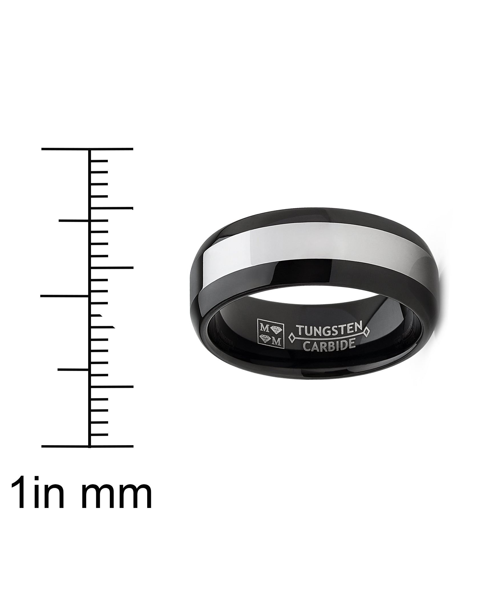 Men's 8MM TwoTone Tungsten Carbide Ring Wedding Band sizes 5-15