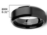 Tungsten Carbide Black Men's Unisex Tungsten Carbide Wedding Band Ring 8MM Sizes 5 to 15
