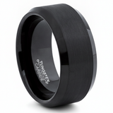 Tungsten Carbide Black Men's Wide Tungsten Carbide Band Ring 10MM,comfort fit Sizes 8 to 15