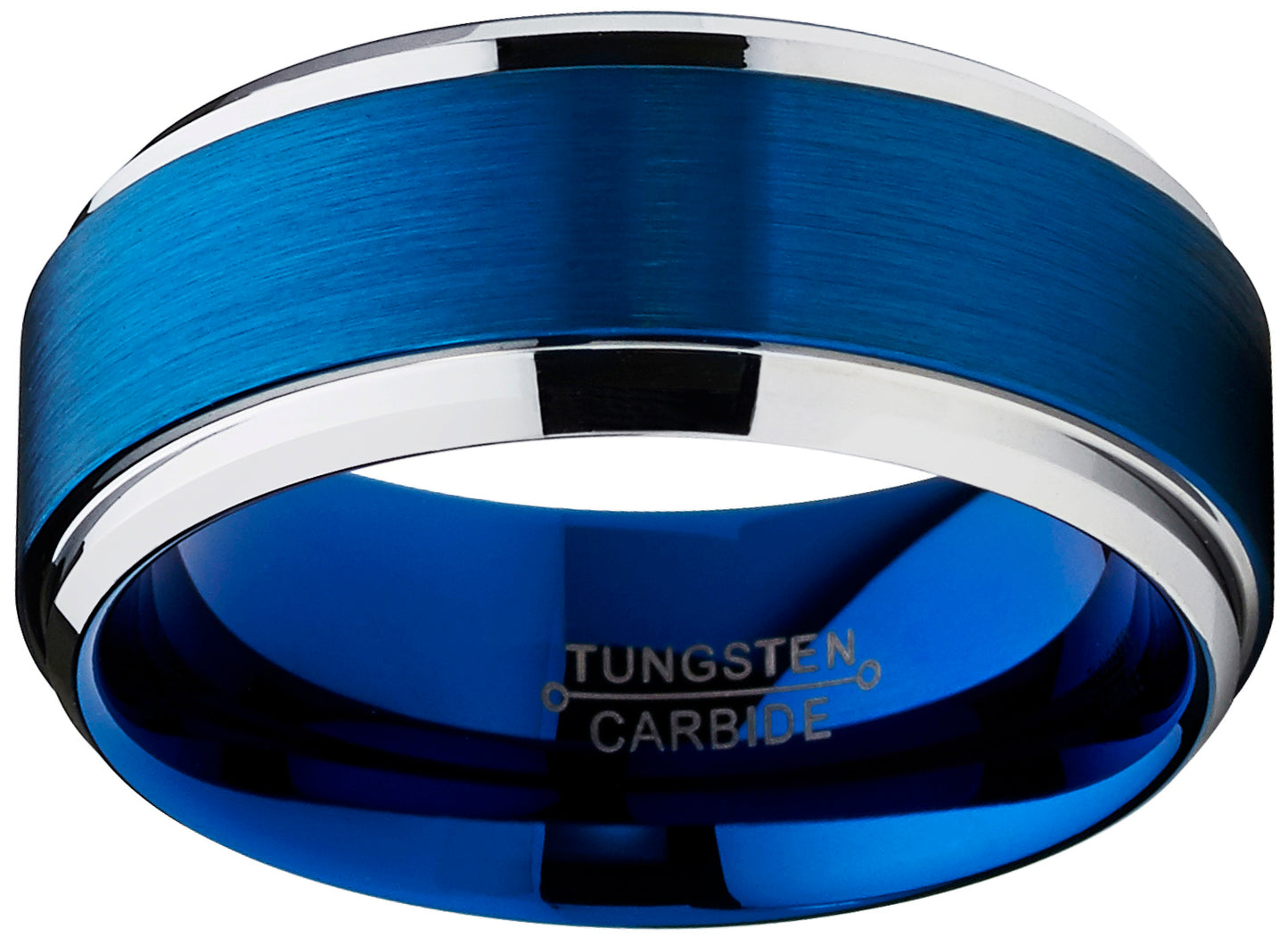 9mm Men's Brushed Finish High Polish Beveled Edge Tungsten Carbide Wedding Band Ring, Comfort Fit 7 to 15