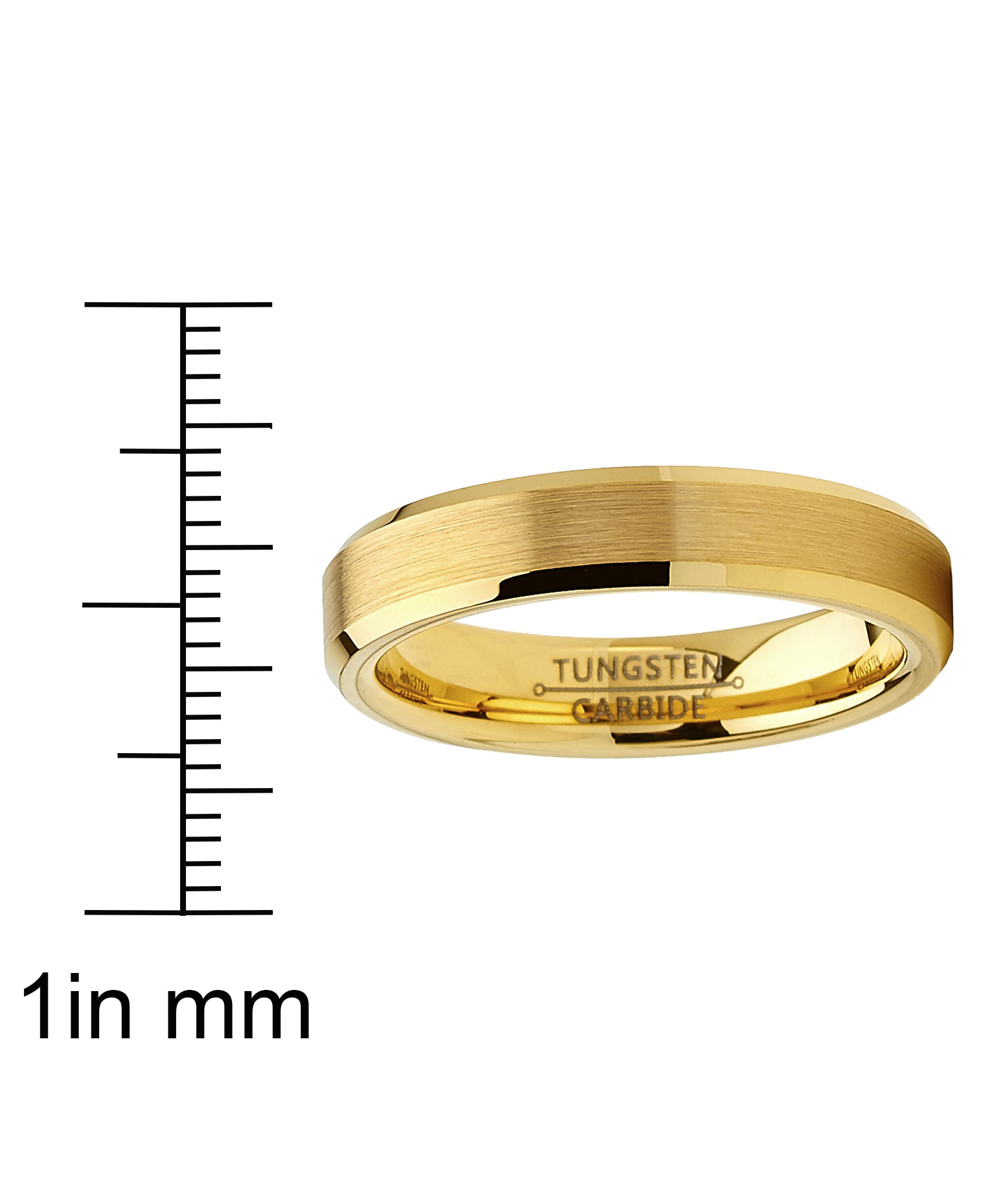 Tungsten Carbide Ring Goldtone Wedding Band Men Women Comfort-Fit 4MM