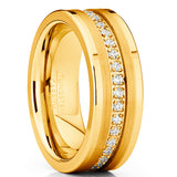 Men's Genuine Tungsten Black Wedding Band Eternity Ring Cubic Zirconia Comfort-Fit