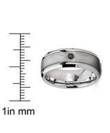 Men's Tungsten Wedding Band Engagement Ring  Textured Brushed Real 0.05 CT Black Diamond