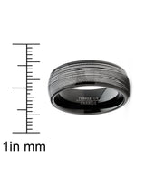 Mens Tungsten Wedding Band Steel Cables Ring Inlay Black Dome 8MM Sizes 7-15