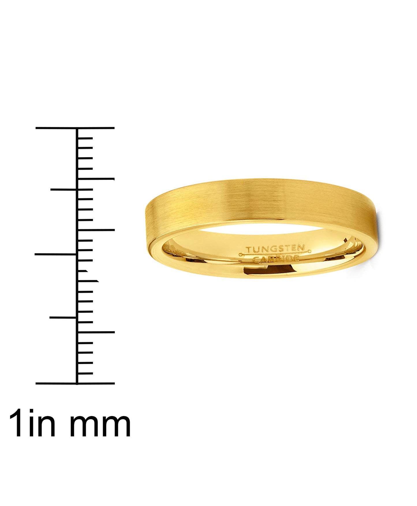 Men's Tungsten Wedding Band Ring GoldTone Flat Brushed Comfort-Fit 4MM 6MM 5-13