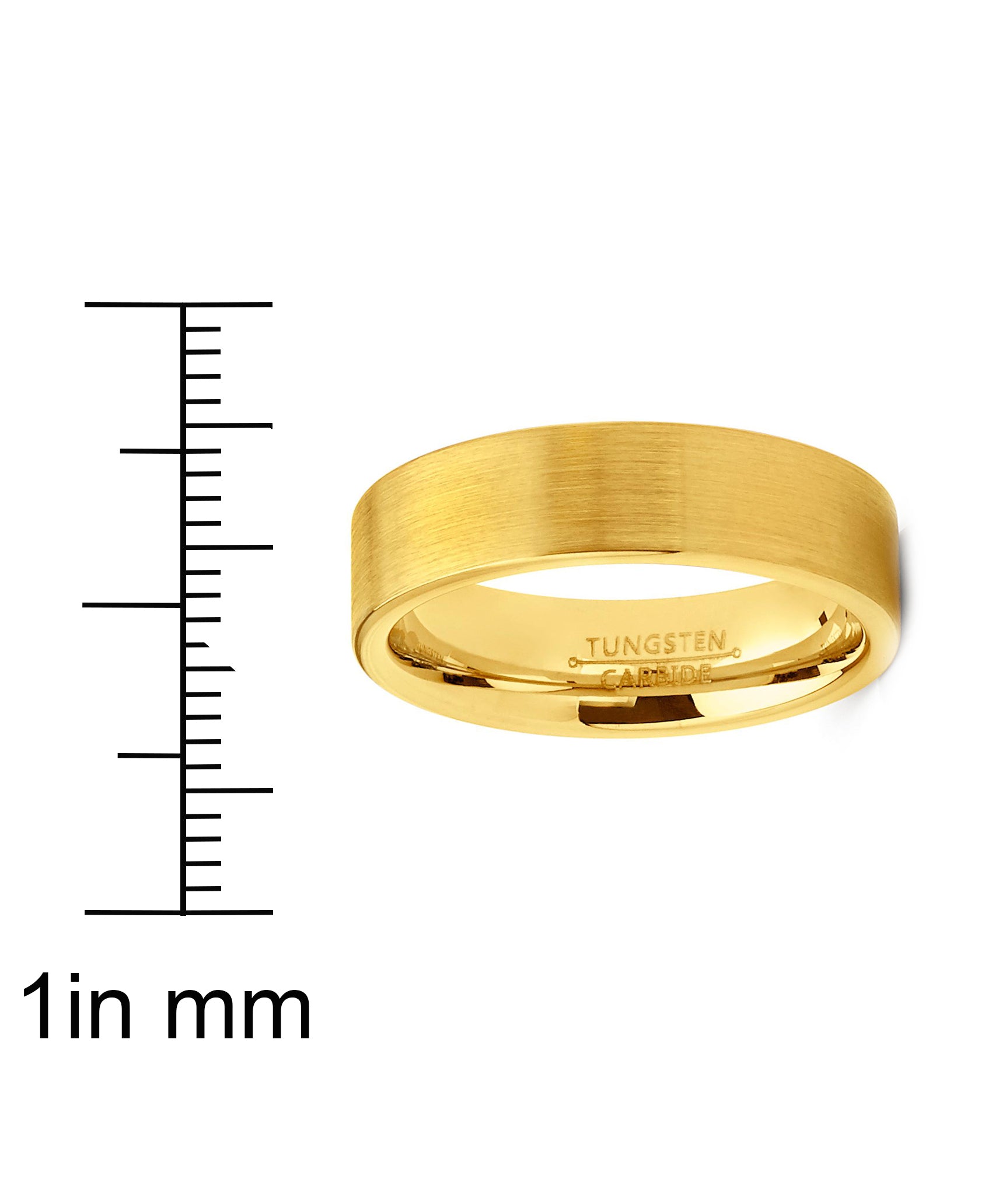 Men's Tungsten Wedding Band Ring GoldTone Flat Brushed Comfort-Fit 4MM 6MM 5-13