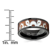 Men's Black Tungsten Dragon Ring Wedding Band Wood Inlay 8MM 7-13