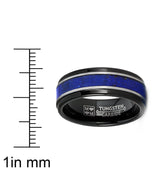 Men's Tungsten Ring Blue Lapis Lazuli Gemstone Inlay Wedding Band Comfort-Fit 8MM