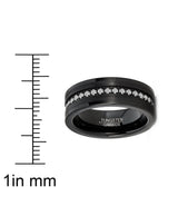 Mens Tungsten Ring Black Eternity Wedding Band Clear Cubic-Zirconia Comfort-fit 8MM