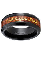 Men's Tungsten Carbide Ring Band Love you Thank you Dad Father's Day Carbon Fiber Inlay 8MM
