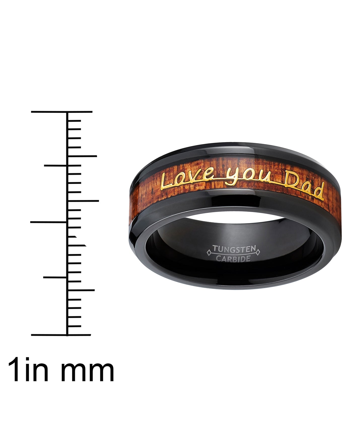 Men's Tungsten Carbide Ring Band Love you Thank you Dad Father's Day Carbon Fiber Inlay 8MM