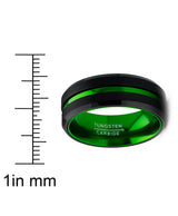 Men's Tungsten Carbide Ring Grooved Wedding Band Color Interior 8MM Blue Red Green Red