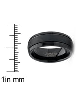 Men's Tungsten Carbide Ring Black Goldtone Dome Sandblasted Wedding Band 8MM