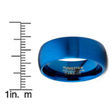 Men's Blue Tungsten Carbide Wedding Band Ring Dome 8MM Brushed Comfort-Fit High Polish