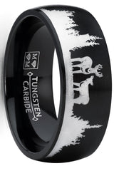 Men's Country Ring Black Tungsten Wedding Band Deer Nature Hunting 8MM