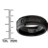 Mens 7 Round Cubic Zirconia Tungsten Ring Black Stainless Steel Wedding Band  8MM