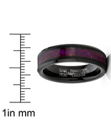 Women's Tungsten Ring Purple Fuchsia Wood Inlay Wedding Band Black 6MM