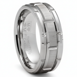 Tungsten Carbide Brick Pattern Wedding Band Engagement Ring 8MM Comfort-Fit