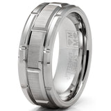 Tungsten Carbide Brick Pattern Wedding Band Engagement Ring 8MM Comfort-Fit