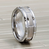 Tungsten Carbide Brick Pattern Wedding Band Engagement Ring 8MM Comfort-Fit