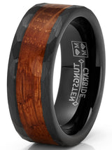 Mens Whiskey Barrel Oakwood Tungsten Carbide Ring Wedding Band Black Inlay 8MM
