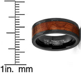 Mens Whiskey Barrel Oakwood Tungsten Carbide Ring Wedding Band Black Inlay 8MM