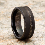 Mens Black Sandblased Pipe-cut Tungsten Carbide Titanium Ring Wedding Band 8MM
