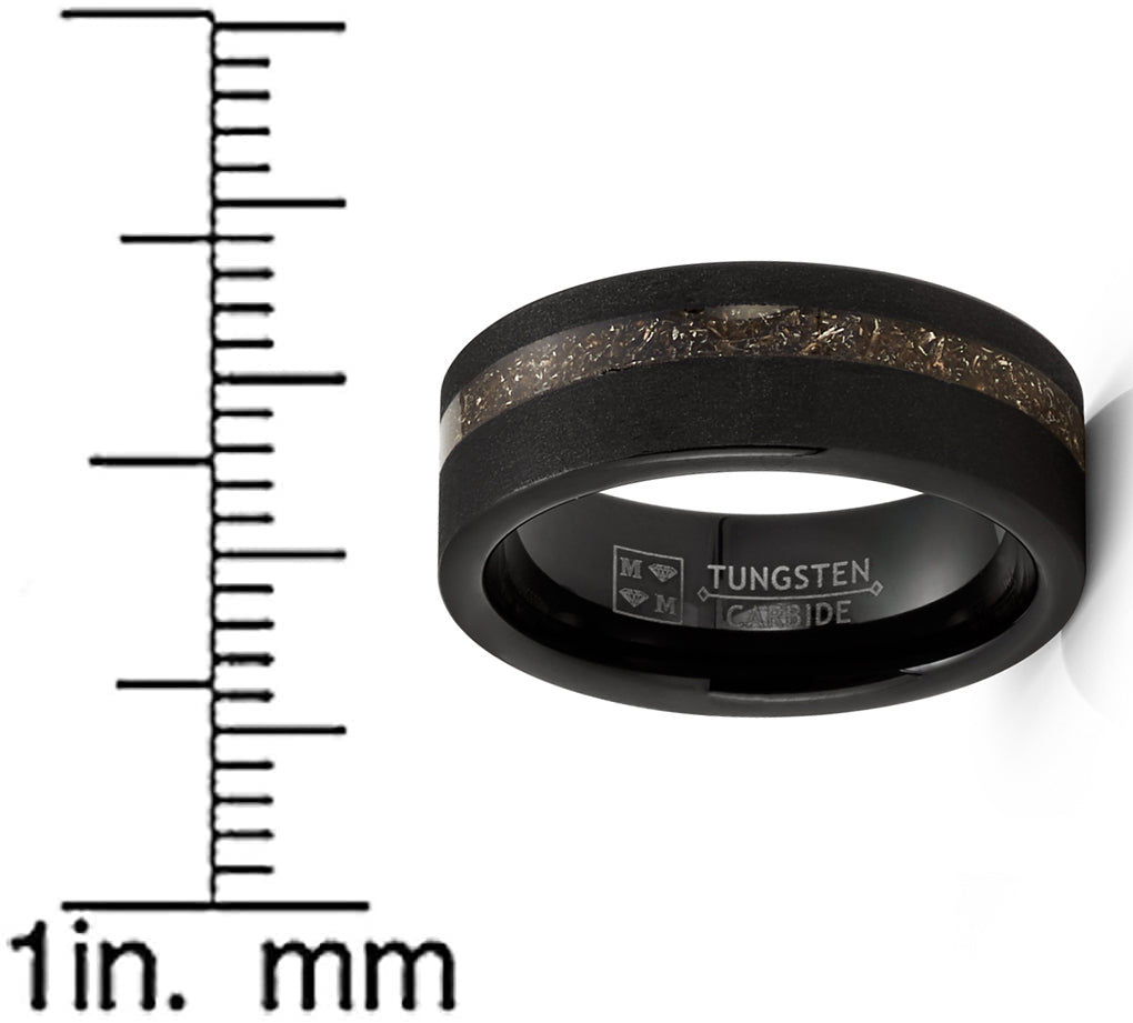 Mens Black Sandblased Pipe-cut Tungsten Carbide Titanium Ring Wedding Band 8MM