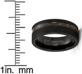 Mens Black Sandblased Pipe-cut Tungsten Carbide Titanium Ring Wedding Band 8MM