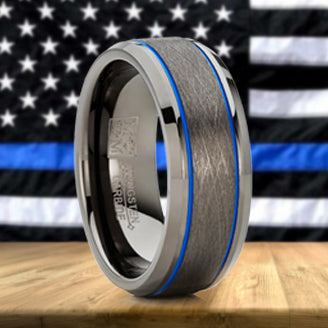 Mens Gunmetal Tungsten Law Enforcement Police Military Army Ring Wedding Band 8MM