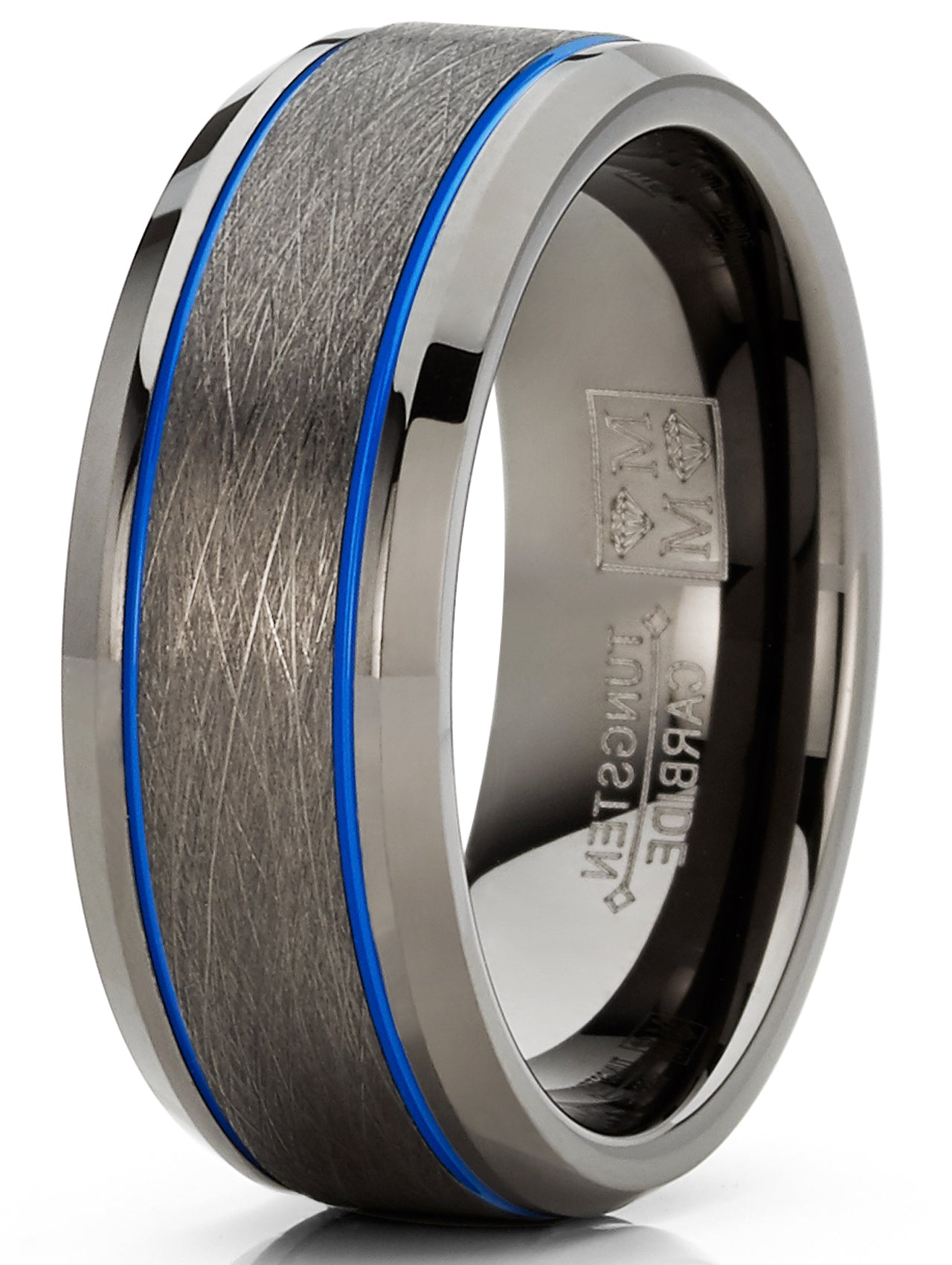 Mens Gunmetal Tungsten Law Enforcement Police Military Army Ring Wedding Band 8MM