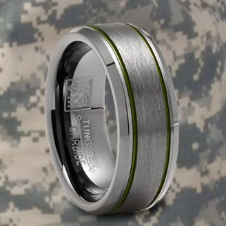 Mens Gunmetal Tungsten Law Enforcement Police Military Army Ring Wedding Band 8MM