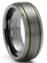 Mens Gunmetal Tungsten Law Enforcement Police Military Army Ring Wedding Band 8MM